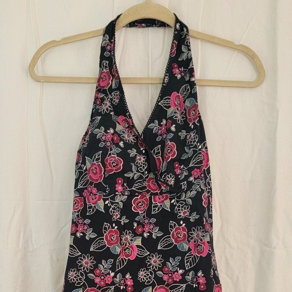 Floral Cotton A-Line Halter Dress Size L
